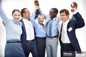 Business team enjoying victory